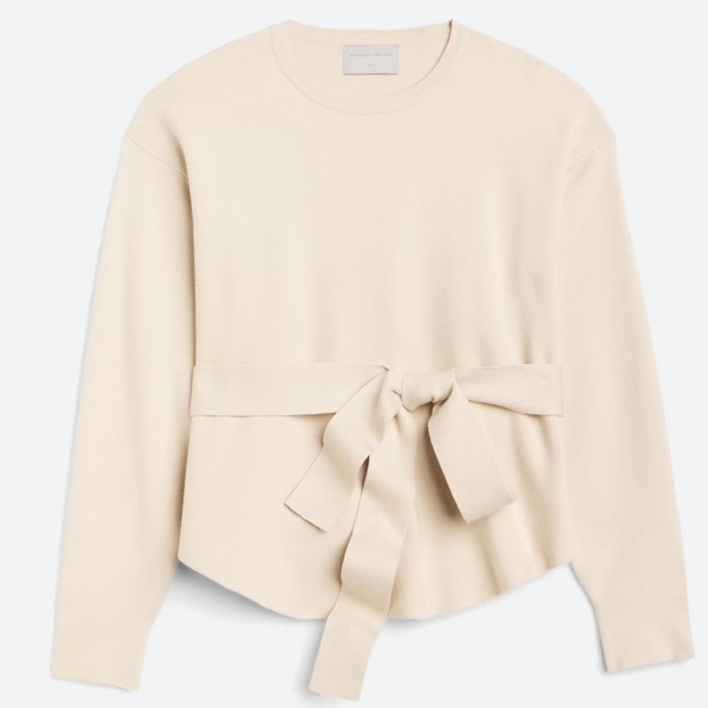 Modern Citizen tie front cream sweater